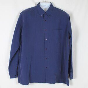 MOST Button Front Shirt Men Size XL Blue Long Sleeve Chest Pocket Collared